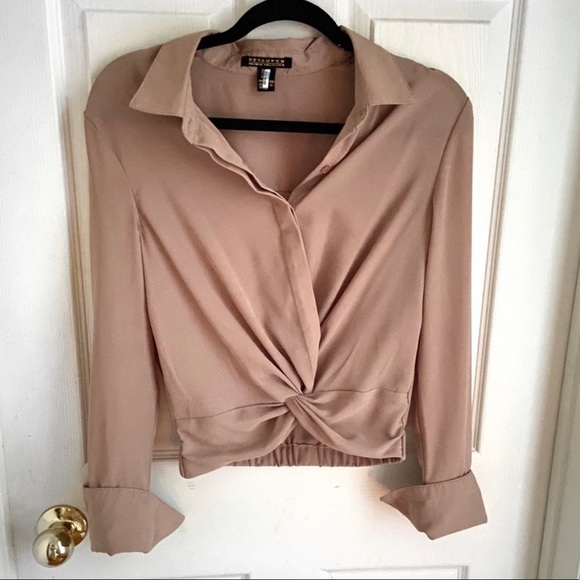 Nude Button Up Blouse - Picture 1 of 3